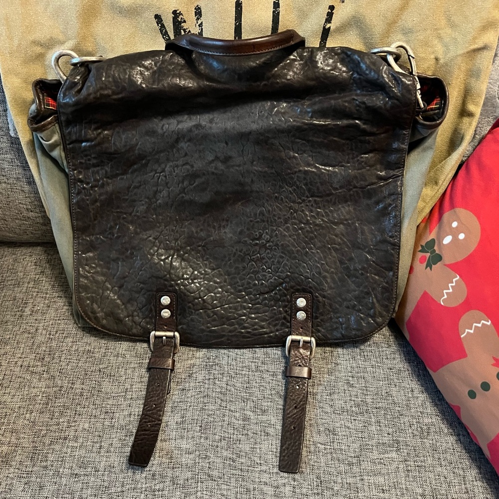 Vintage WILL leather goods very large messenger bag with leather and canvas.